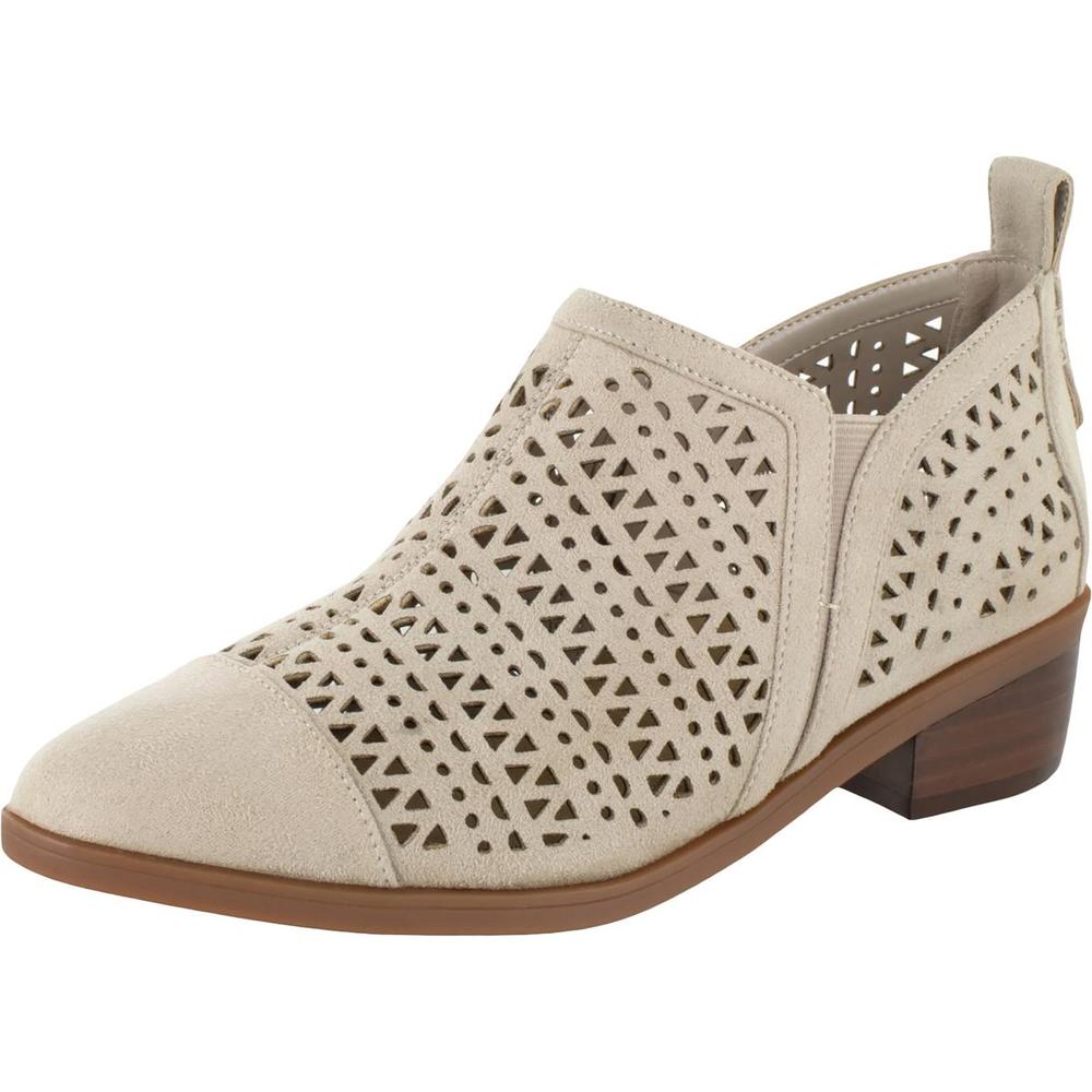 Bella Vita Womens Ashlyn II Beige Faux Suede Ankle Perforated Booties Shoes NWOB